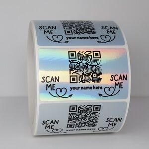 100-Pack “Scan Me” Custom QR Code Stickers – Personalized Closet Name Labels